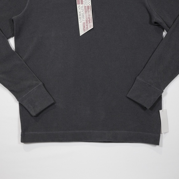 American Threads Men's Mock Neck Long Sleeve Fleece‎ Sweatshirt Dark Gray Size S - Picture 3 of 9